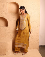 Ochre Straight Suit Set with Dupatta