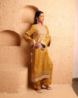 Ochre Straight Suit Set with Dupatta