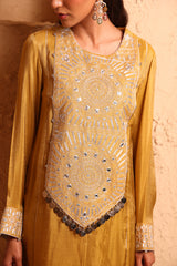 Ochre Straight Suit Set with Dupatta