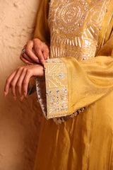 Ochre Straight Suit Set with Dupatta
