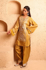Ochre Kashmiri Kurta Set with Dupatta