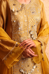 Ochre Kashmiri Kurta Set with Dupatta