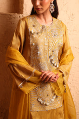 Ochre Kashmiri Kurta Set with Dupatta