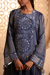 Midnight Blue Straight Suit Set with Dupatta
