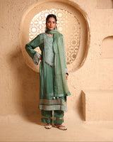 Jade Green Straight Suit Set with Dupatta