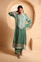 Jade Green Straight Suit Set with Dupatta