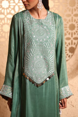 Jade Green Straight Suit Set with Dupatta