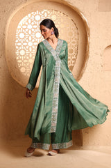 Jade Green Anrakha Set with Dupatta