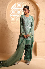 Jade Green Kashmiri Kurta Set with Dupatta