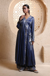Midnight Blue Anrakha Set with Dupatta