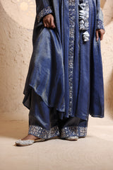 Midnight Blue Anrakha Set with Dupatta
