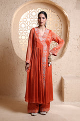 Bright Orange Anrakha Set with Dupatta