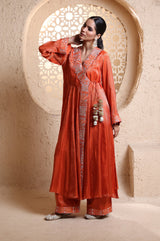 Bright Orange Anrakha Set with Dupatta