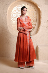 Bright Orange Anrakha Set with Dupatta