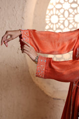 Bright Orange Anrakha Set with Dupatta