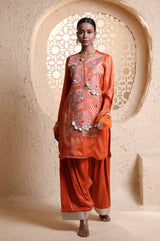 Bright Orange Kashmiri Kurta Set with Dupatta