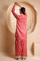 Coral Kashmiri Kurta Set with Dupatta