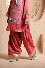Coral Kashmiri Kurta Set with Dupatta
