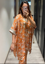 Peher Ameera Set- Orange Kaftan Set