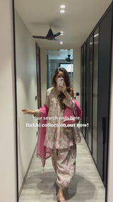 Peher Inayat Set- Blush Pink Kali Suit set with Balloon Salwar and Dupatta