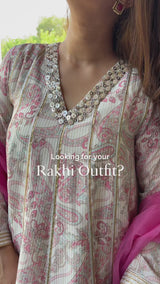 Peher Inayat Set- Blush Pink Kali Suit set with Balloon Salwar and Dupatta