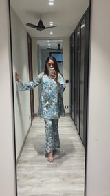 Peher Falak Set - Blue Back Kali suit set