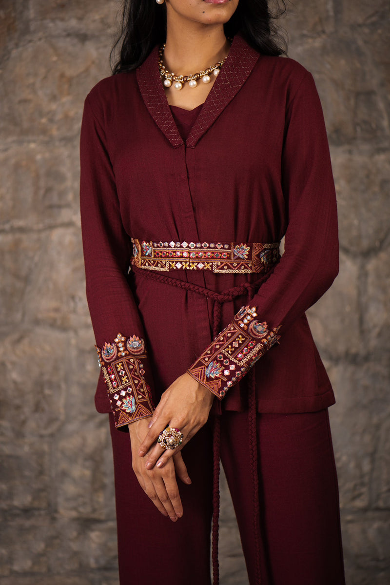 Jashn Belted Coat Set- RTS