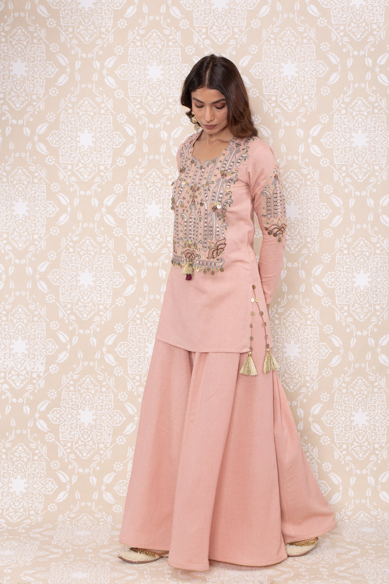 Inayat Short Shirt Sharara Set- RTS