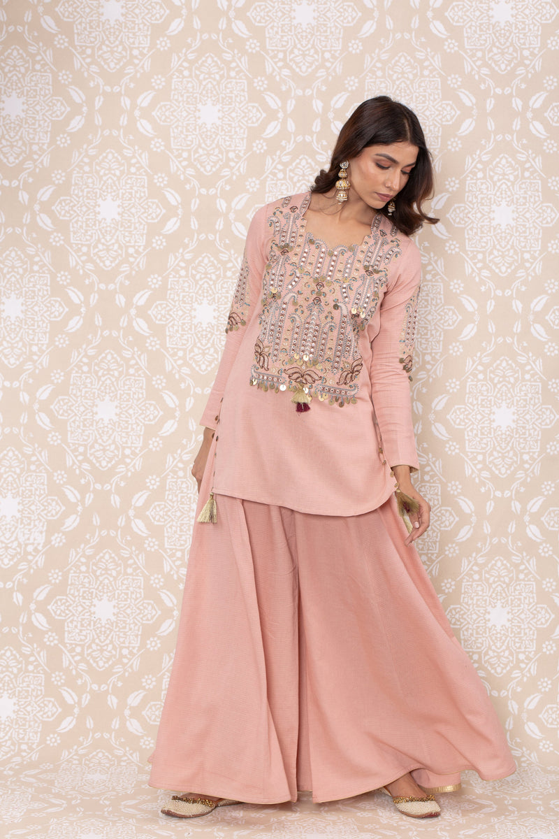 Inayat Short Shirt Sharara Set- RTS